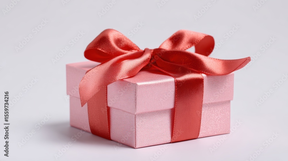 Birthday gift box with ribbon bow isolated on white background Birthday gift box with ribbon bow isolated on white background