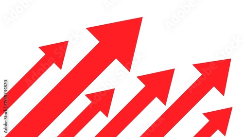 シンプルな右肩上がりの矢印のイラスト　赤