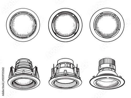 recessed downlight lighting vector icon simple design