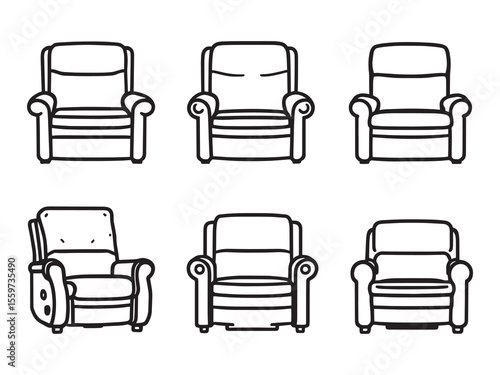 relaxing recliner seat clean line drawing vector art