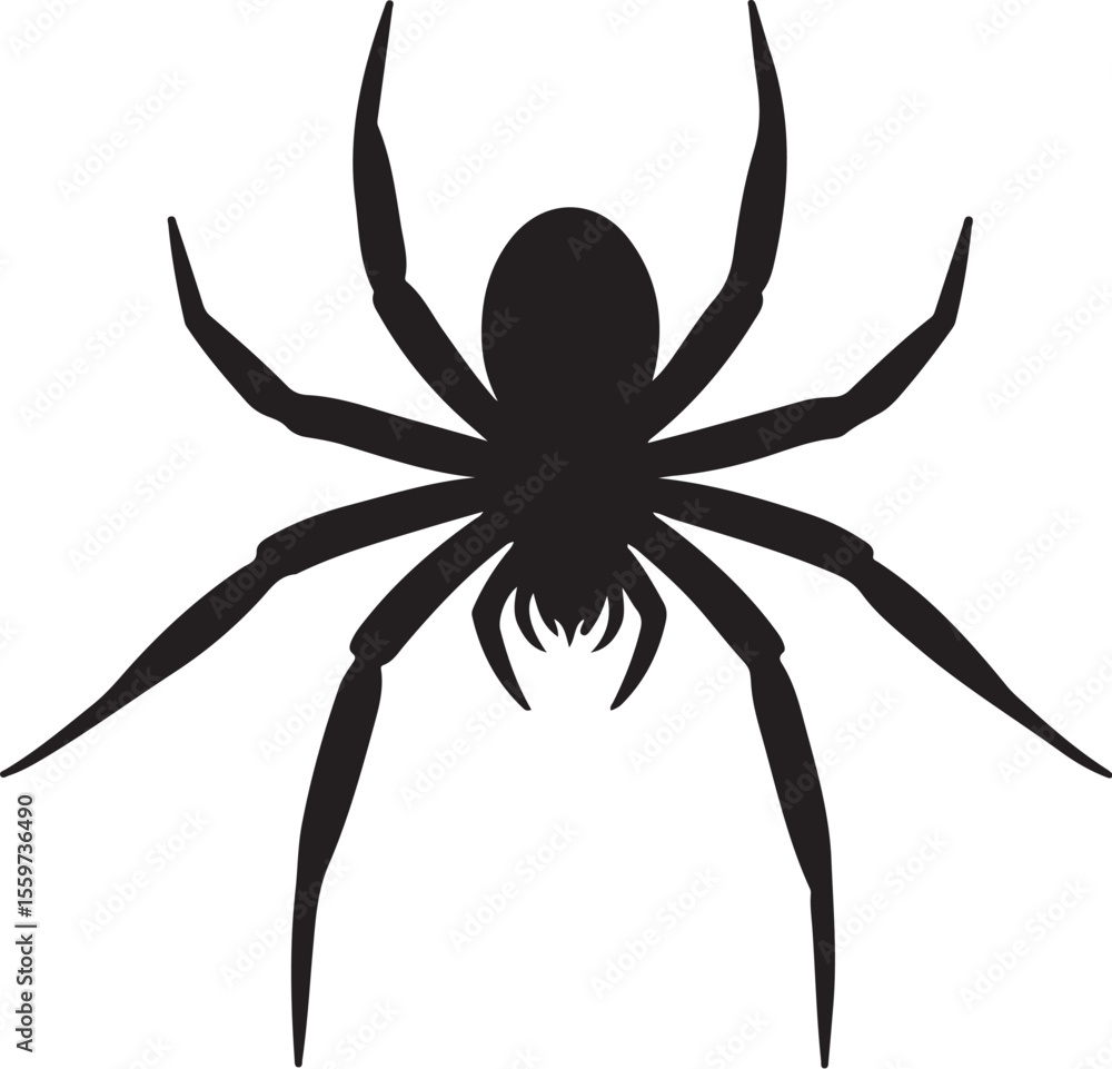 Obraz premium Spooky Black Spider Silhouette Vector Illustration