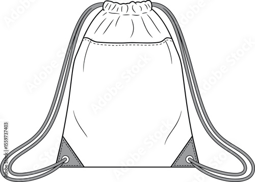 Blank drawstring bag template for fashion and product design, ideal for sports, travel, and casual use, easily customizable mockup.