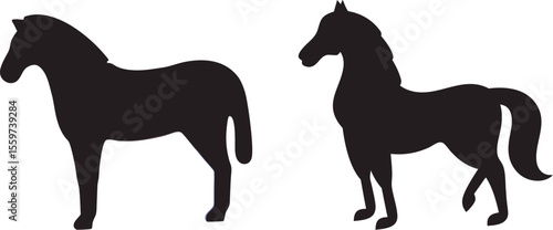 Horse Silhouette Vector | Standing Farm Animal Clipart Design in Black