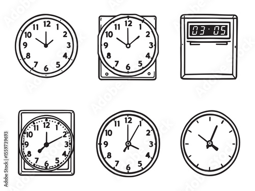 simple elegant wall clock line art vector design