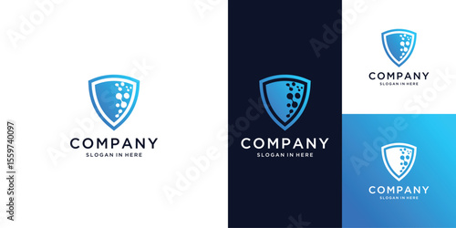 shield molecule concept logo design