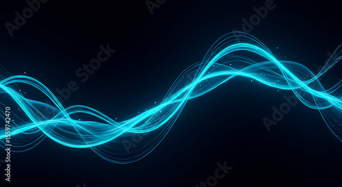 Abstract Blue Glowing Wave Background Swirling Energy Design