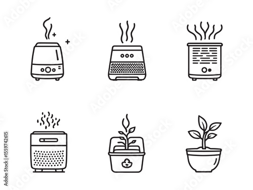 Simple line art of tabletop cool mist ultrasonic humidifier