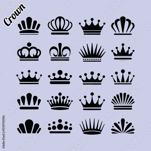 Crown. Crown black silhouette set. Crown vector. Set of crowns. Royalty icons set. Set of crowns vector illustration. Royal icon set