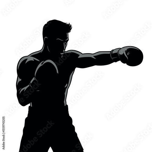 silhouette of a man boxing 02