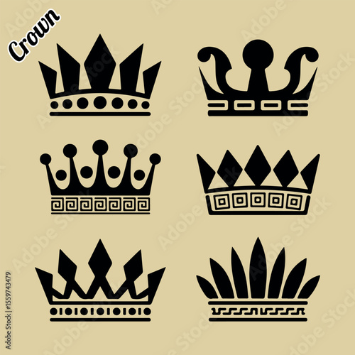 Crown. Crown black silhouette set. Crown vector. Set of crowns. Royalty icons set. Set of crowns vector illustration. Royal icon set