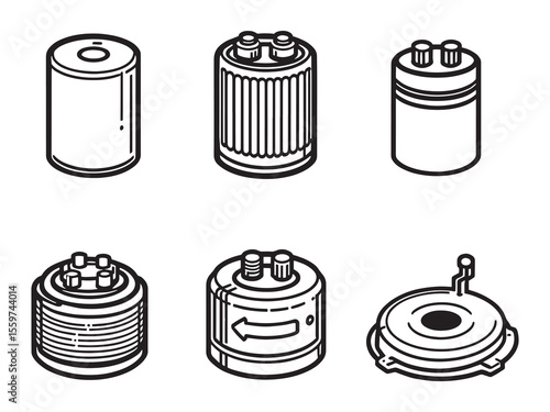 Simple line drawing of an electronic capacitor