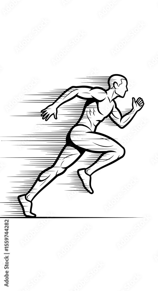 Fototapeta premium Black Silhouette Running Athlete Design