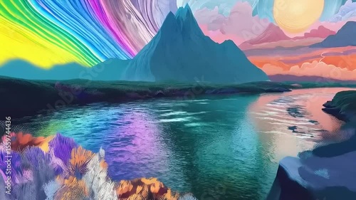 Serene Mind, Tranquil Landscape: A Digital Painting of Inner Peace