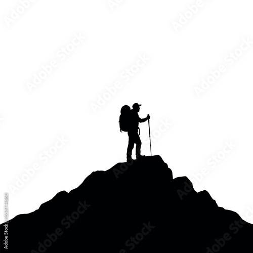 silhouette of a man standing on the top of mountain
