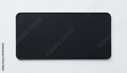 Minimalist black fabric mousepad mockup on white background — top view of large, matte, ergonomic desktop accessory for branding, design, or gaming workspace presentation