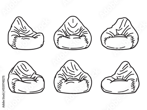 stylish bean bag lounge chair vector line drawing