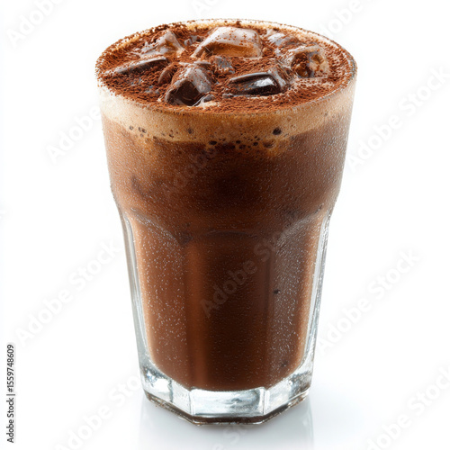 Iced chocolate with cocoa powder is luscious and delightful