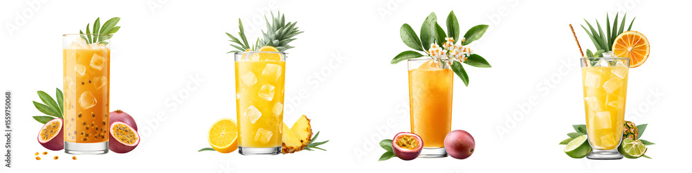 Tropical Fruit Juice Watercolor - Refreshing Summer Drinks Collection Tropical Fruit Juice Watercolor - Refreshing Summer Drinks Collection