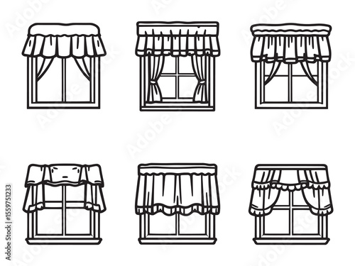 stylish window valance clean line art vector design
