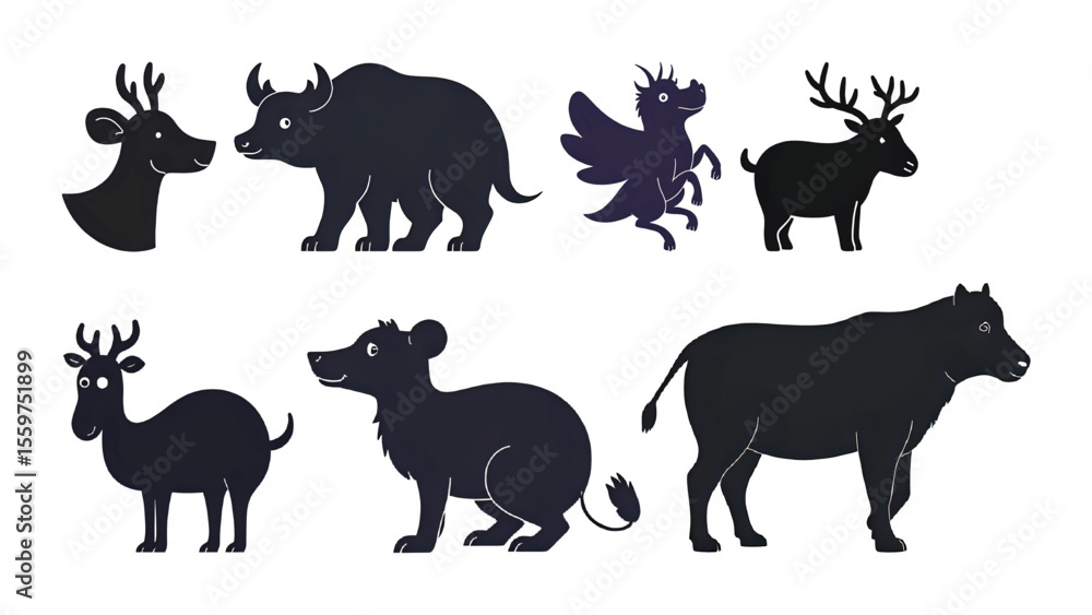 set of animal silhouettes set of animal silhouettes
