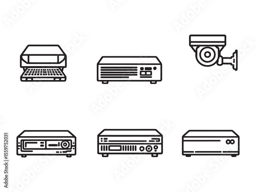 Surveillance DVR system vector outline drawing