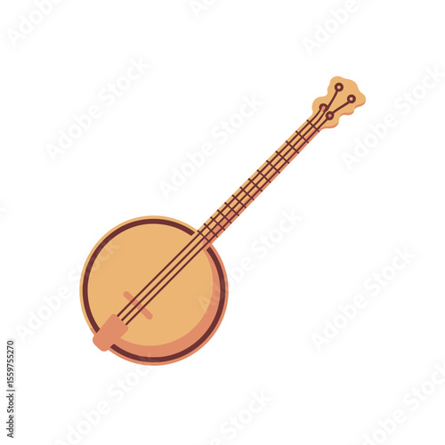 Cartoon Illustration of a Light Brown Banjo