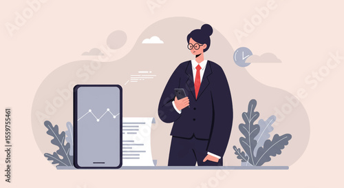 a man in a suit standing next to a phone