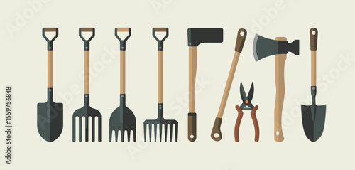 Set of Gardening and Farming Tools