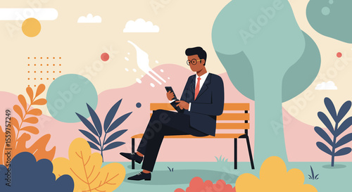 a man sitting on a bench in the park