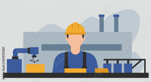construction worker in the construction site. Suitable for landing page, banner, marketing, web design, presentation, infographic, etc.