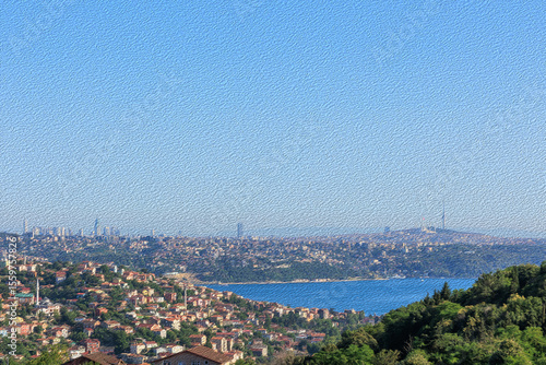 illustrative view of the city of istanbul and Bosphorus