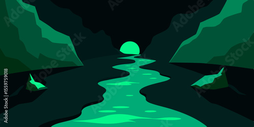 A 3D render of a man standing in water, gazing at a green globe illustration featuring a world map