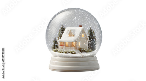 A crystal snow globe with house