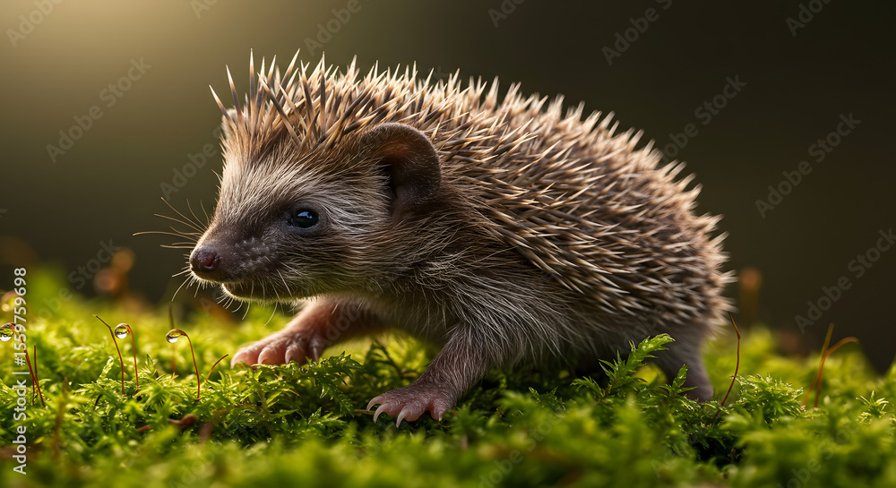 Fototapeta premium Baby Hedgehog on Moss