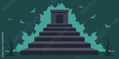 Ladder of success leading up a stairway to heaven