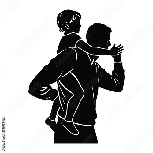 Joyful father giving his happy child a playful piggyback ride a heartwarming silhouette moment
