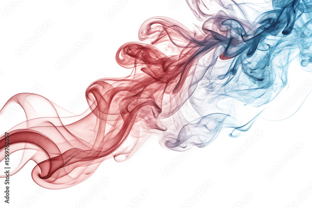 Fototapeta premium A vivid display of swirling red and blue smoke intertwining gracefully in dynamic motion Generated AI