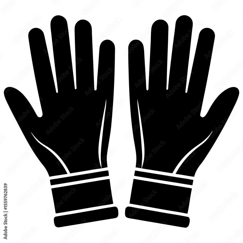 Pair of black gloves protective equipment safety apparel vector Pair of black gloves protective equipment safety apparel vector