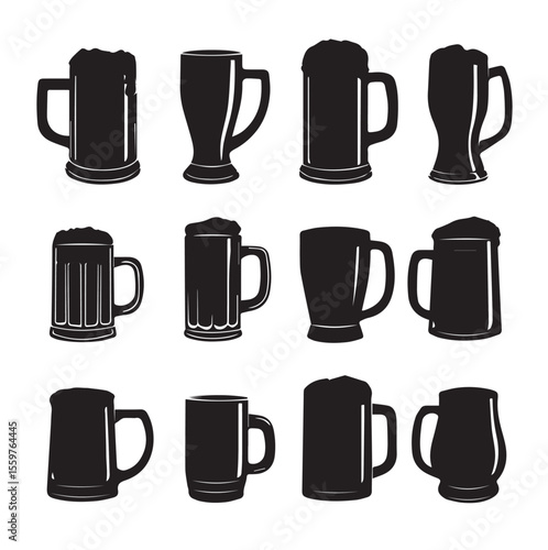 beer can silhouette set, Black & White silhouette set