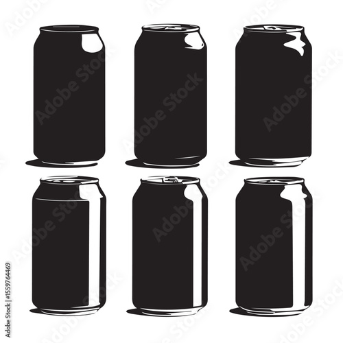 beer can silhouette set, Black & White silhouette set