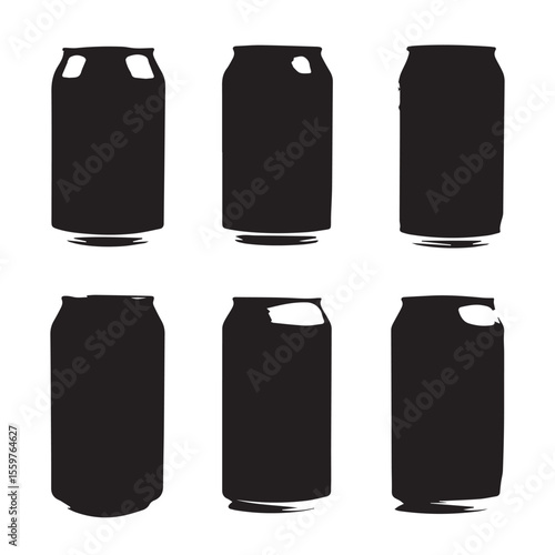 beer can silhouette set, Black & White silhouette set