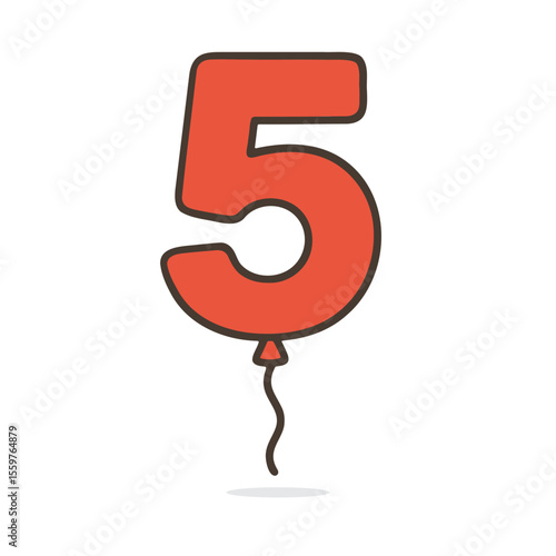 Red number five balloon vector illustration.