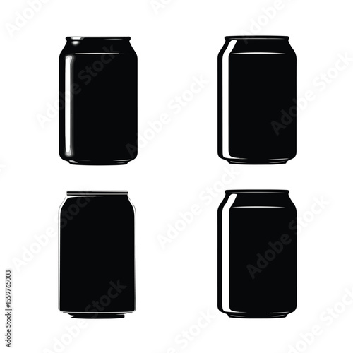 beer can silhouette set, Black & White silhouette set