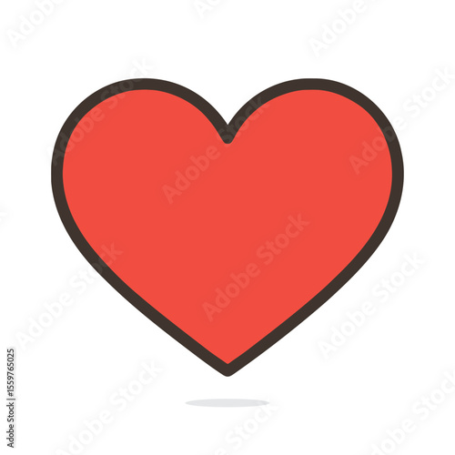 Free Download Simple red heart icon with black outline. - GFXLoad