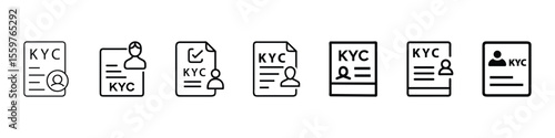 Icon of KYC Form with User Image – Know Your Customer Compliance Form for Identity Verification, Flat outline icon of KYC form with user profile image for know your customer compliance