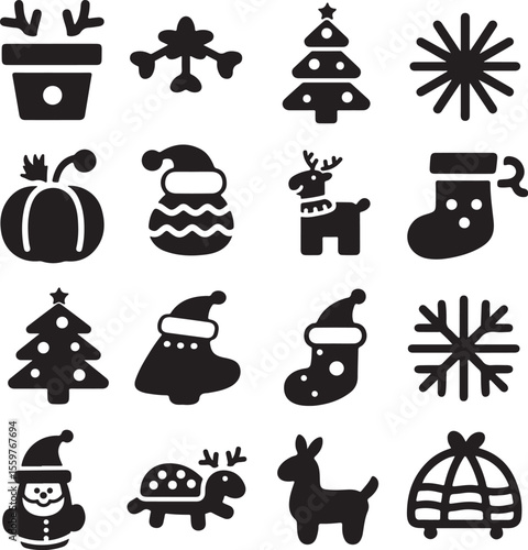  Various kinds of Christmas icons isolated on white background.
