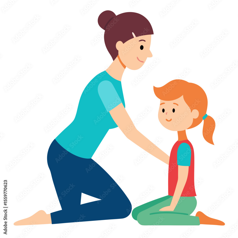 Caring mother comforting her daughter with a gentle touch on the shoulder Caring mother comforting her daughter with a gentle touch on the shoulder