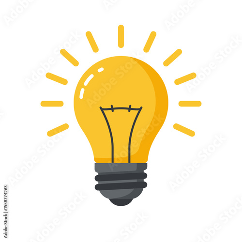 Light bulb icon in flat style. Lamp vector illustration Energy and idea sign business concept. 