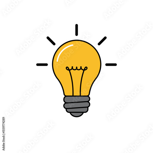 Light bulb icon in flat style. Lamp vector illustration Energy and idea sign business concept. 