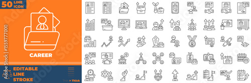 Career Line Editable Icons set. Vector illustration in modern thin line style of career icons: business, market, corporate, etc